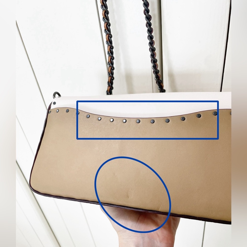 Coach Dinky With Rivets And Snakeskin Detail White Tan Crossbody B1880-30455 - Picture 14 of 16